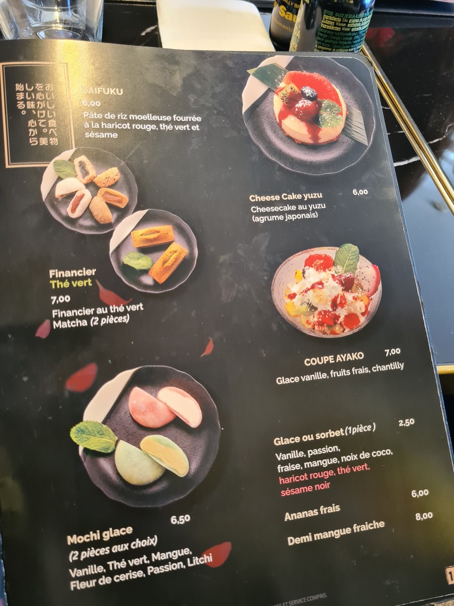 Ayako Teppanyaki (Clamart) menu 7