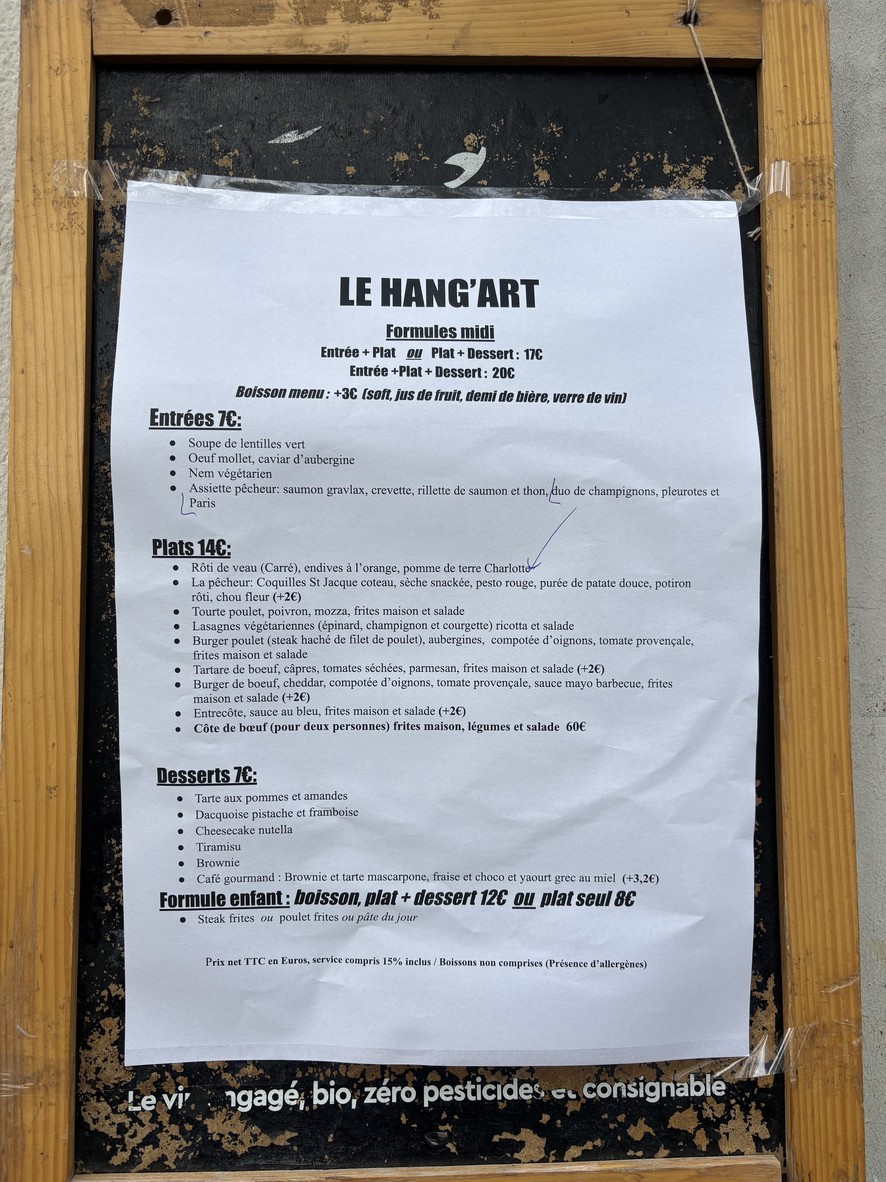Le Hang'art menu 1