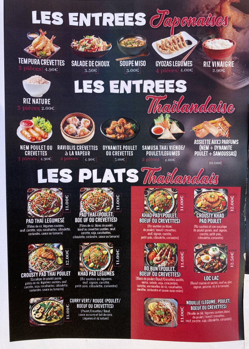 Jap Thaï Street menu 1