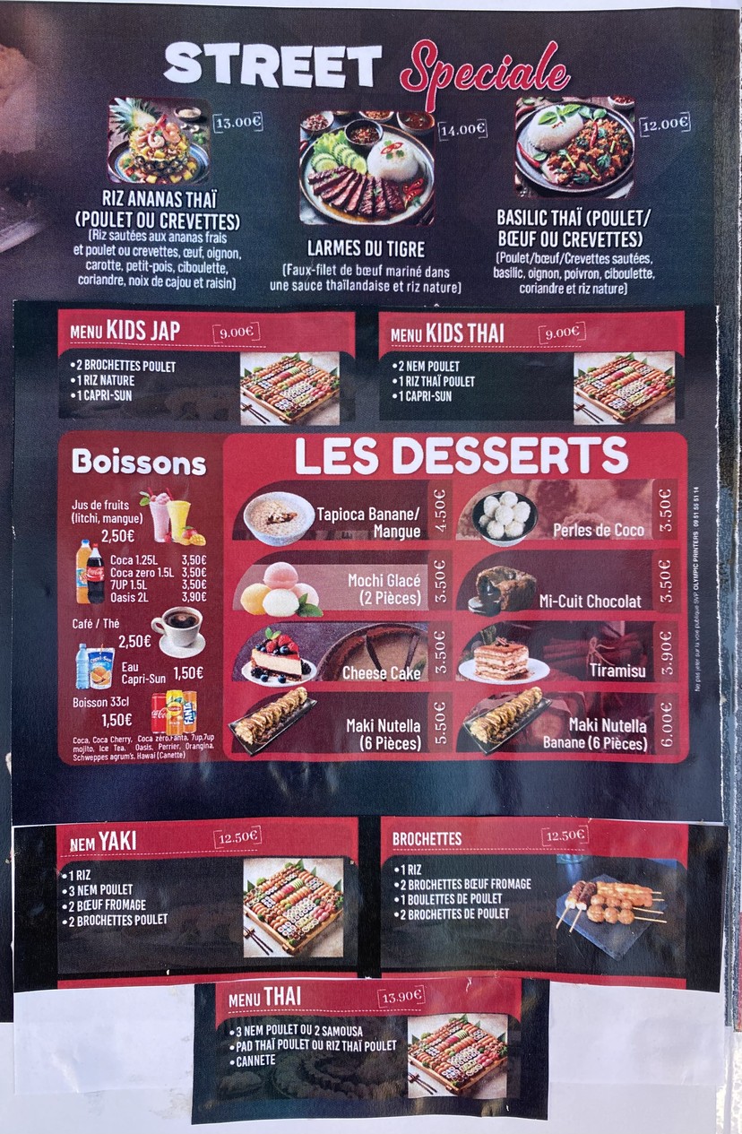 Jap Thaï Street menu 2