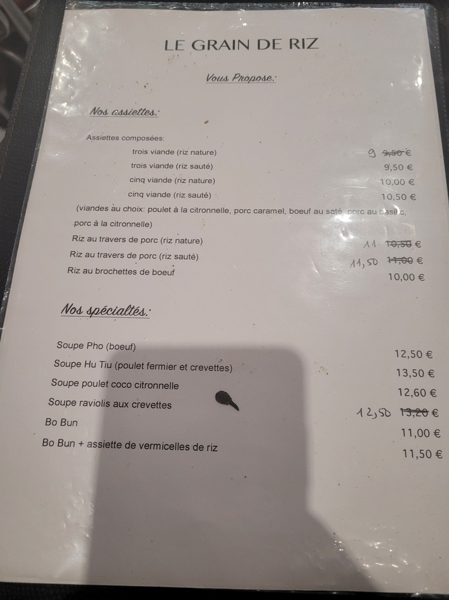 Le Grain de Riz menu 2