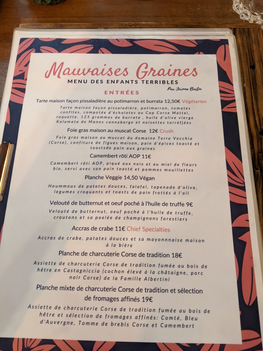 Mauvaises Graines menu 1