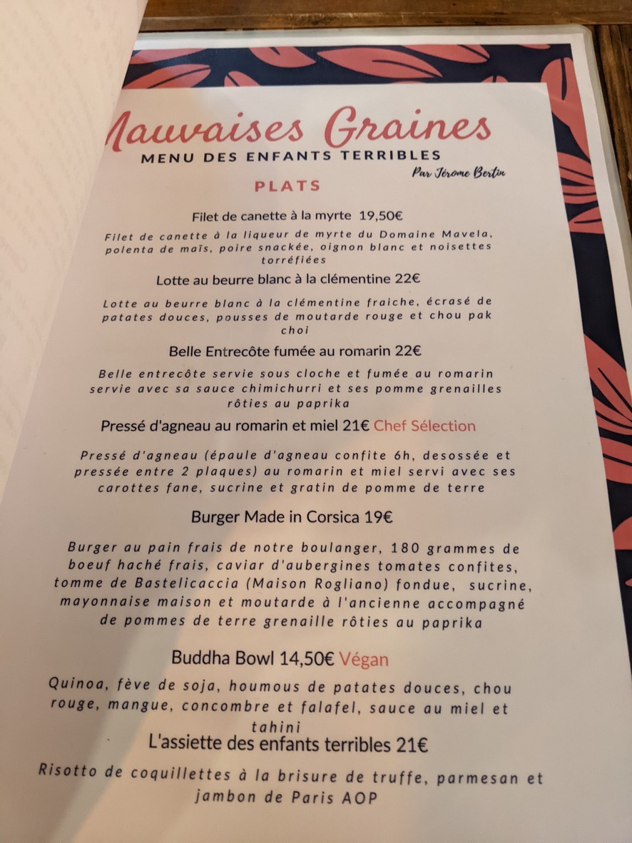 Mauvaises Graines menu 2