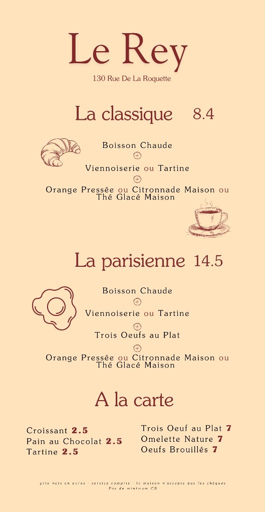 Le Rey - Restaurante París 11 menu 1