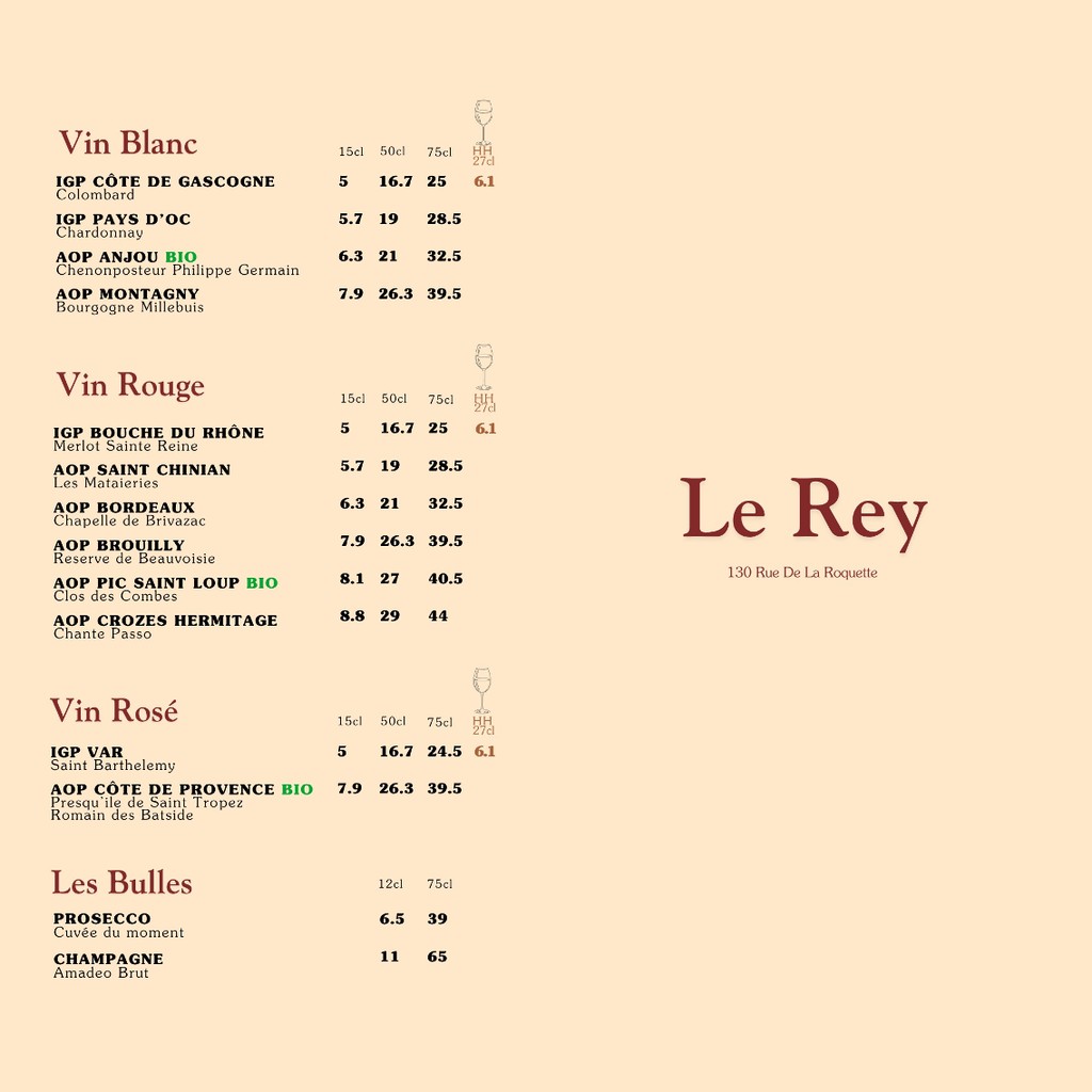 Le Rey - Restaurante París 11 menu 4