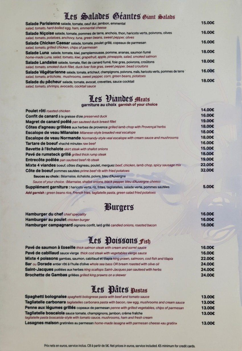 Café de Luna menu 2
