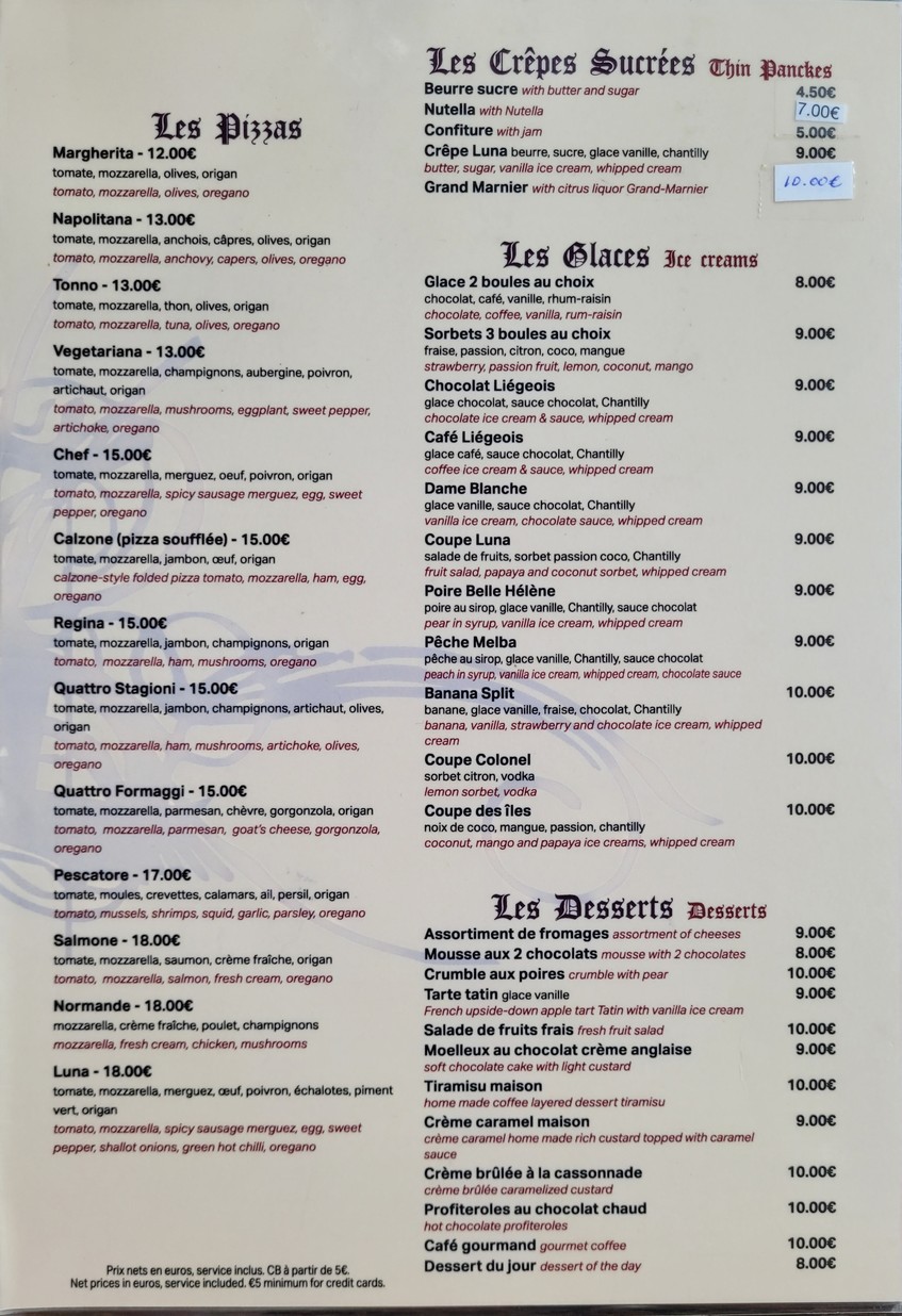 Café de Luna menu 3