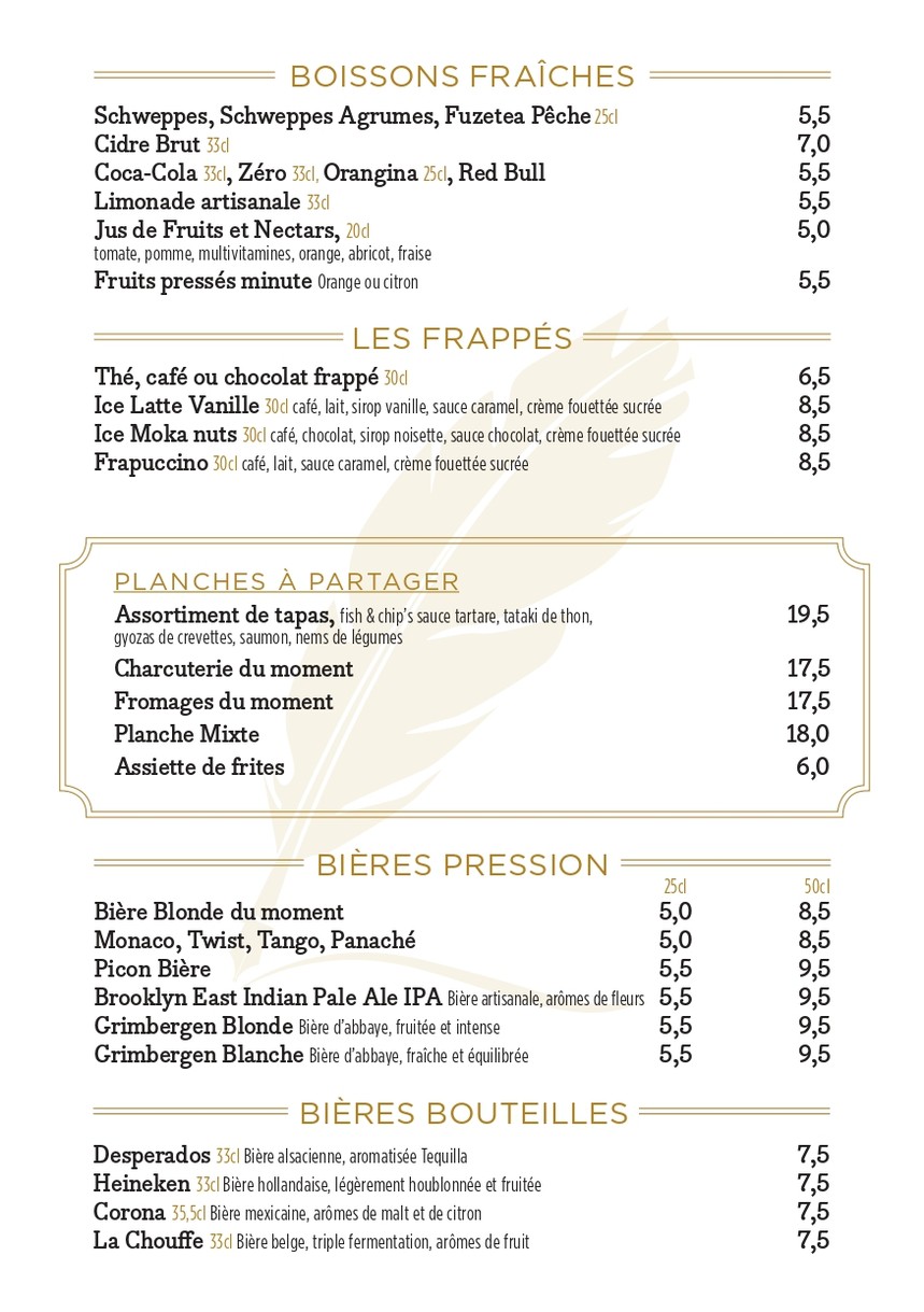 Brasserie Le Convention menu 4