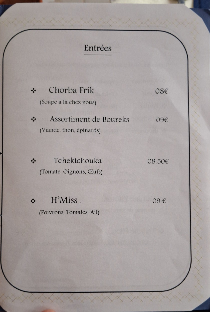 Le Petit Amazigh menu 1