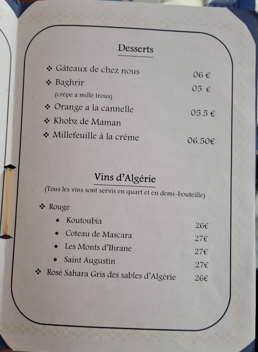 Le Petit Amazigh menu 3