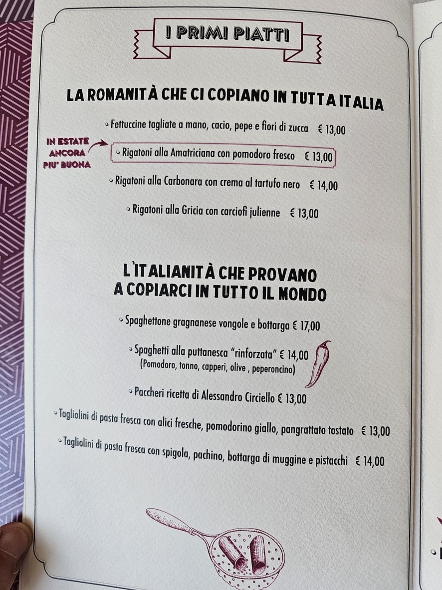 Rigatoni Conca D'Oro menu 2