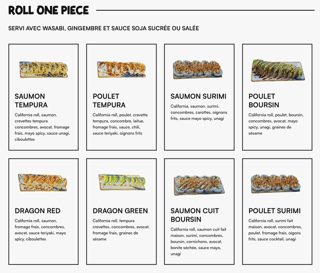 ROLLROLL Gennevilliers Japanese Food menu 3