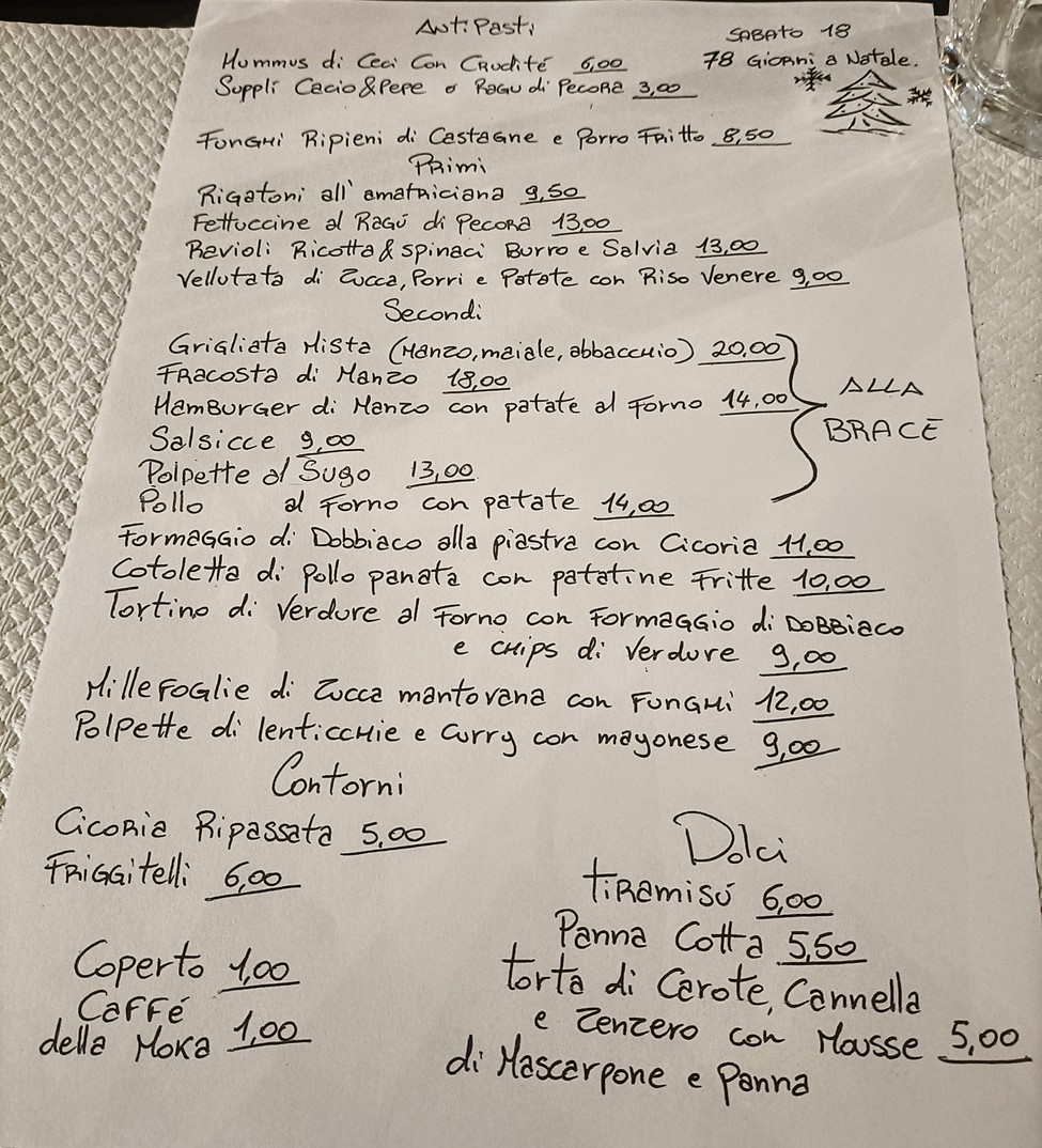 Casetta Rossa menu 1