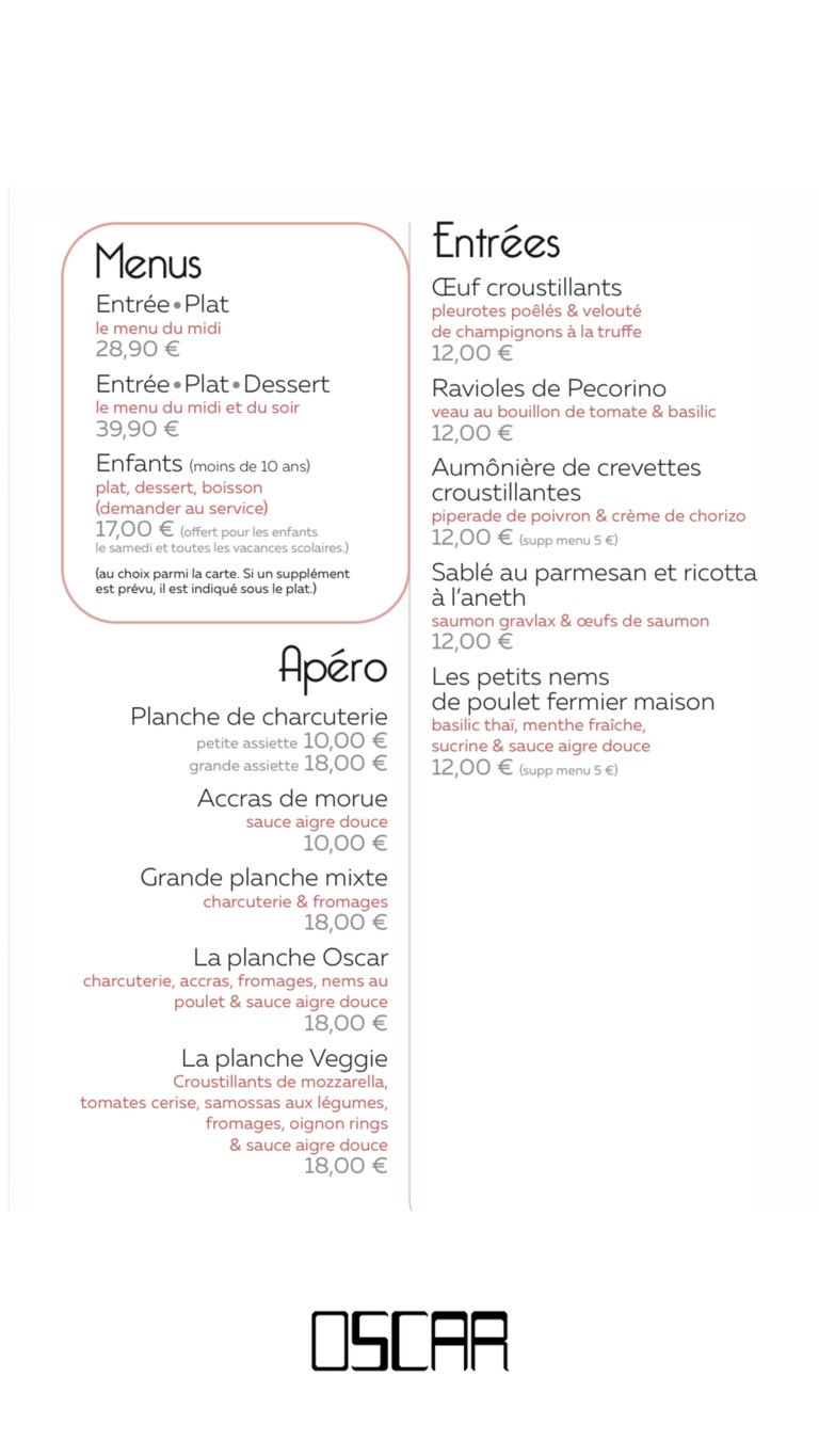 Oscar menu 1