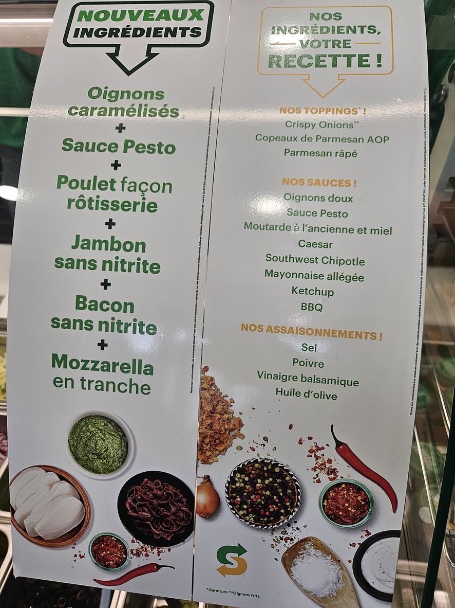 Subway menu 2