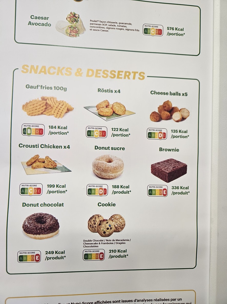 Subway menu 3