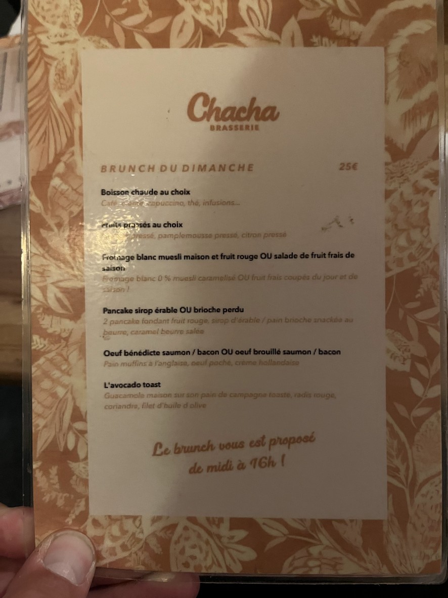 Brasserie Restaurant Chacha | 20ème Arr. menu 2