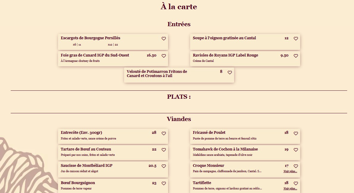 Aux Deux Ecus - Brasserie menu 1
