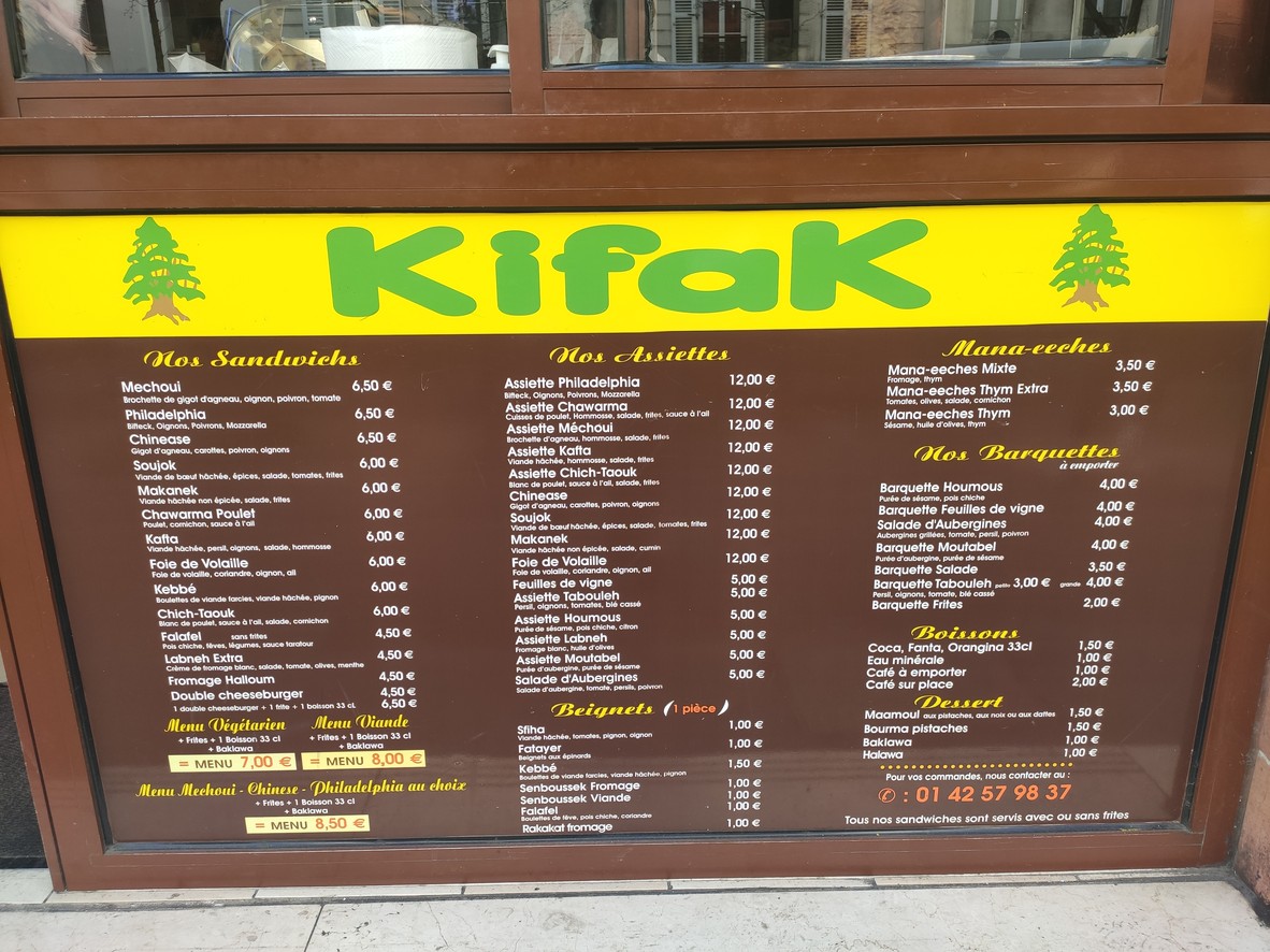 Kifak menu 1
