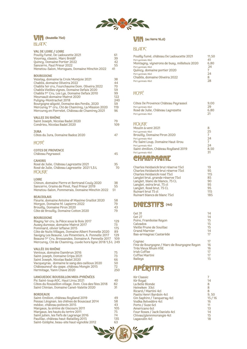 Le Petit Rétro menu 2