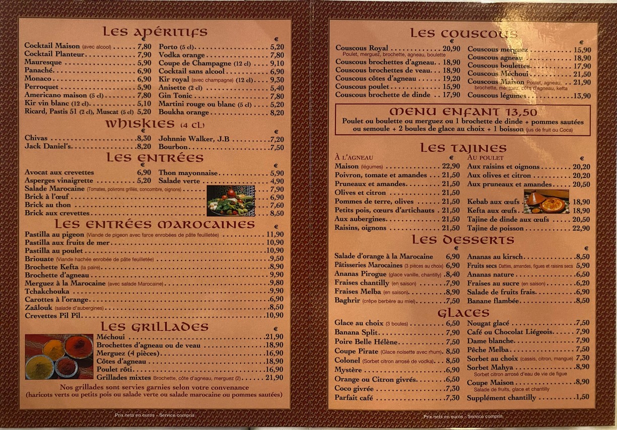 Le Tichka menu 3