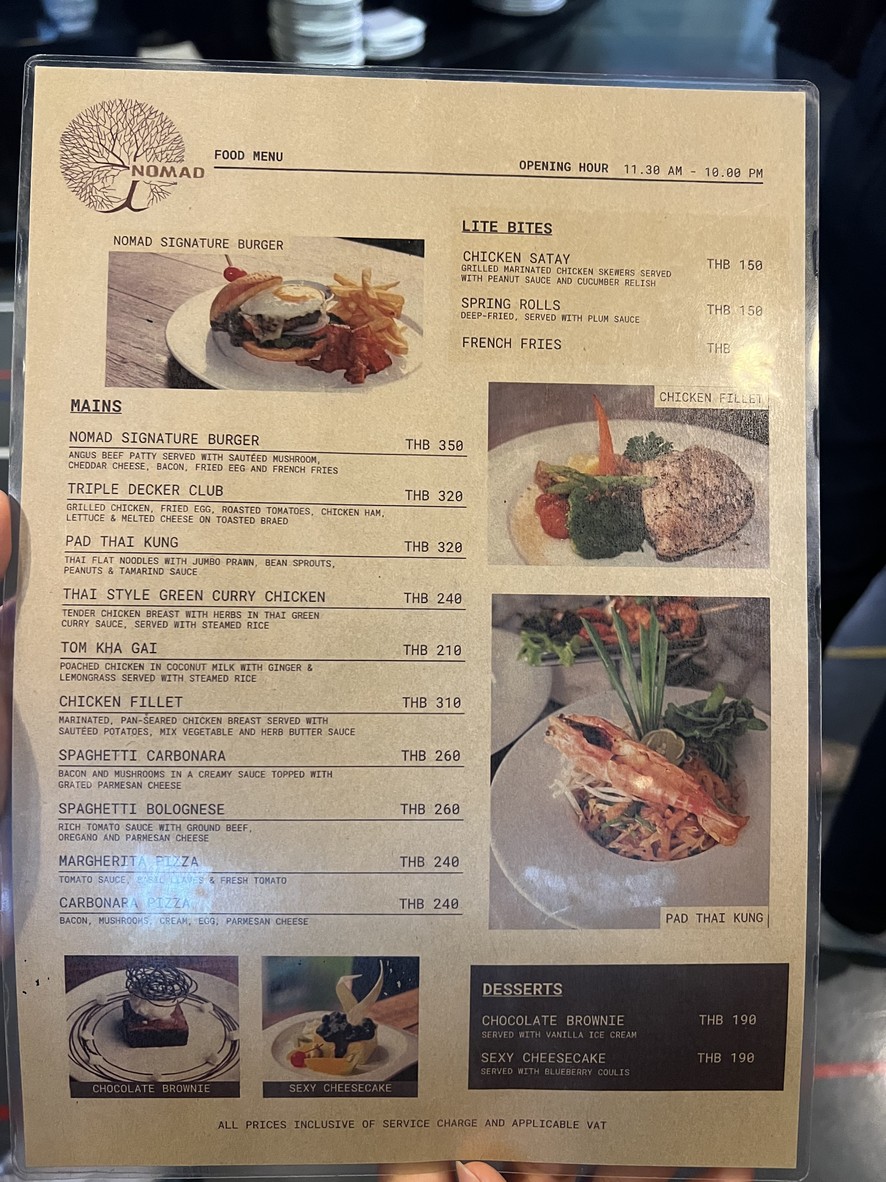 Nomad Rooftop Lounge And Bar menu 1