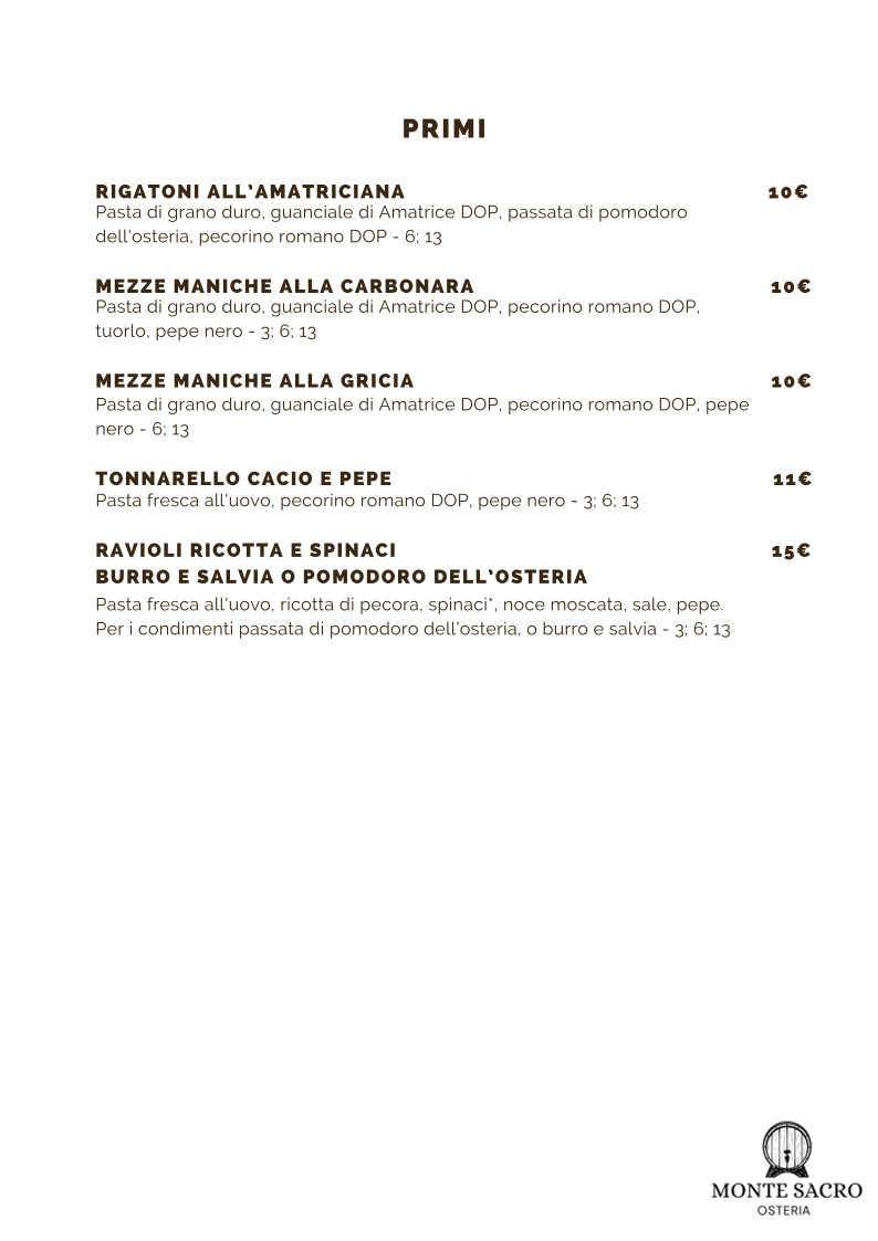 Osteria Monte Sacro menu 2