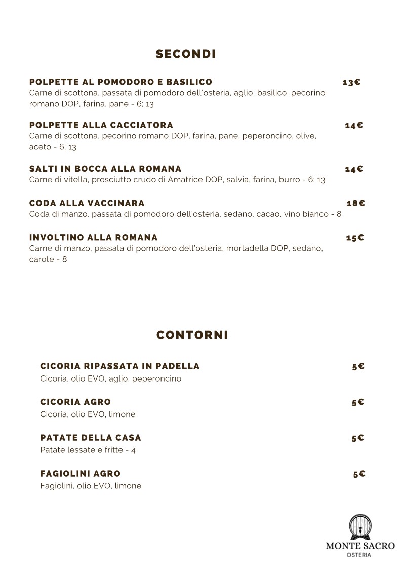 Osteria Monte Sacro menu 3
