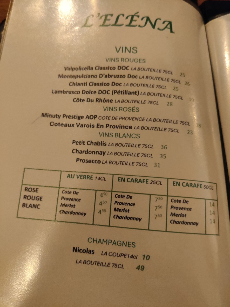 L’ELÉNA - Restaurant Italien Asnières menu 6