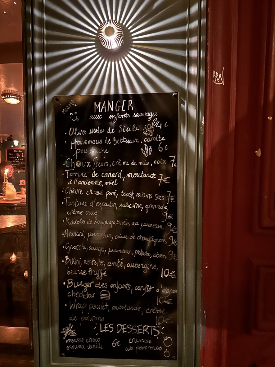 Les Enfants Sauvages menu 2