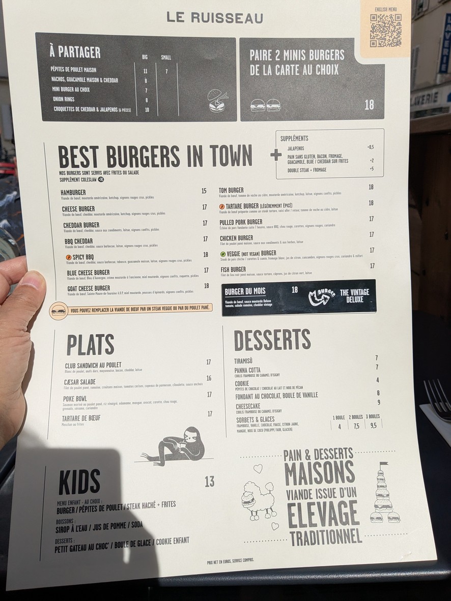 Le Ruisseau menu 1