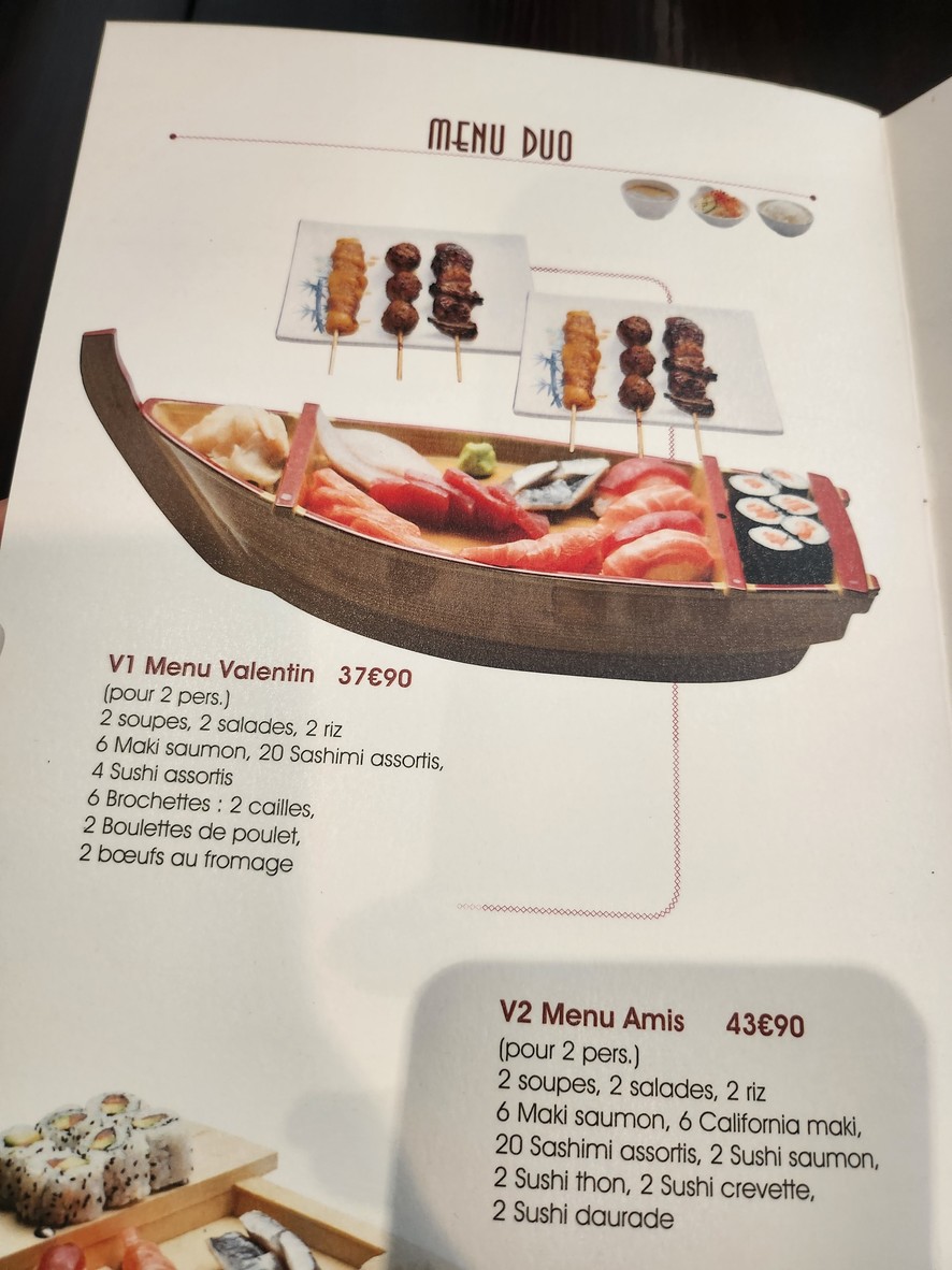 Kawasaki Sushi menu 1