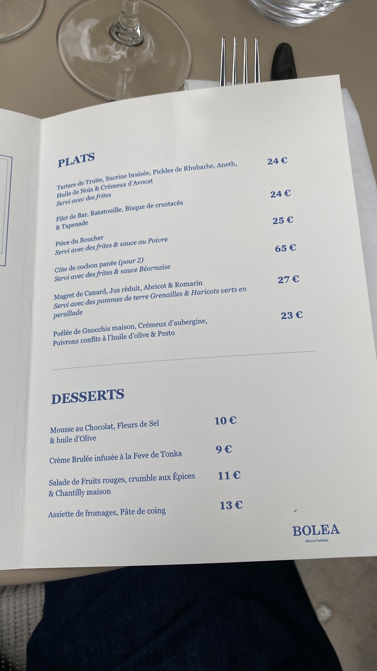 Bolea menu 2