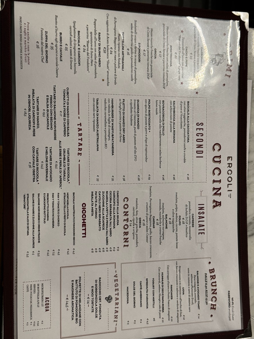 Ercoli 1928 menu 1