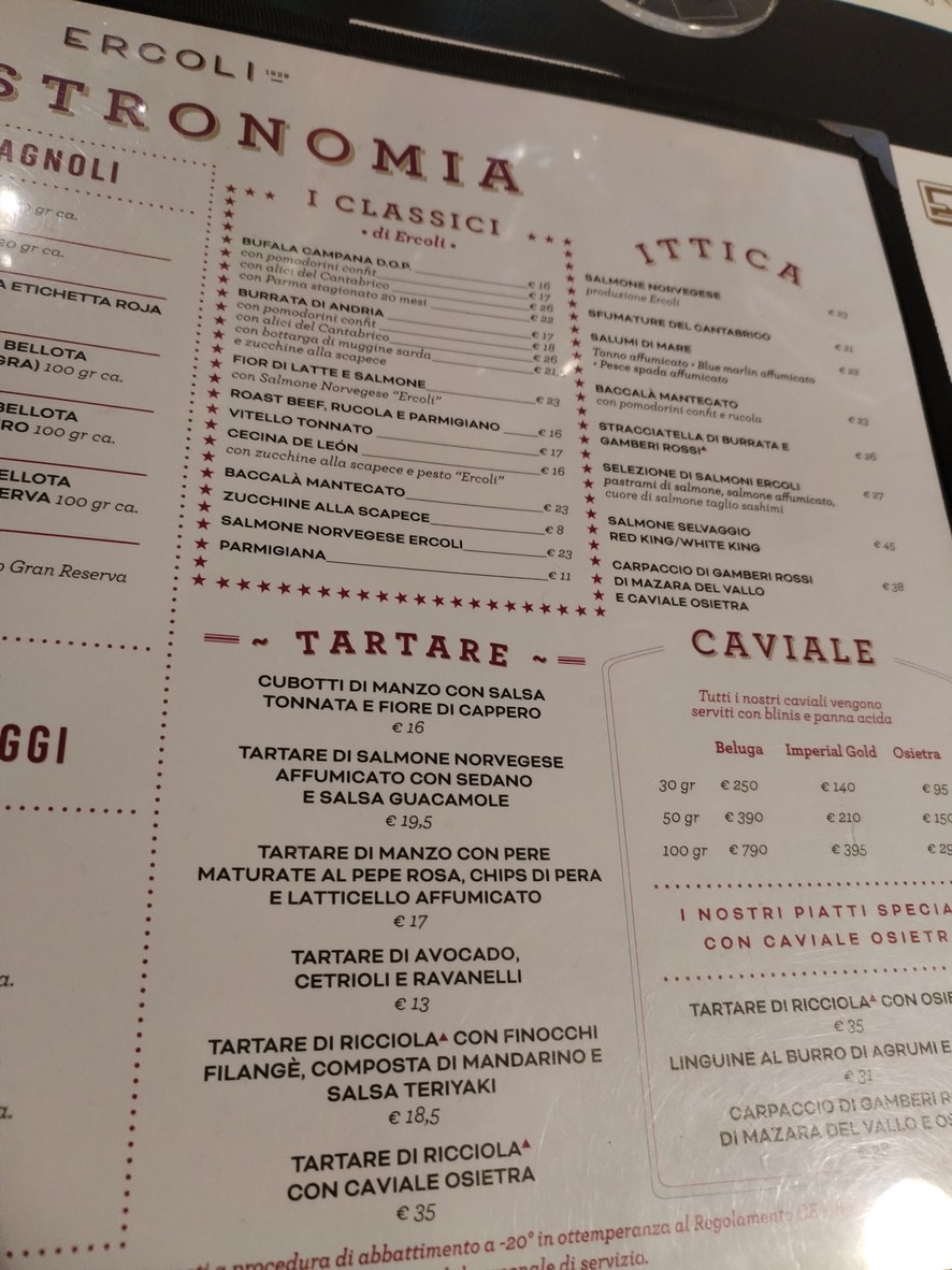 Ercoli 1928 menu 3