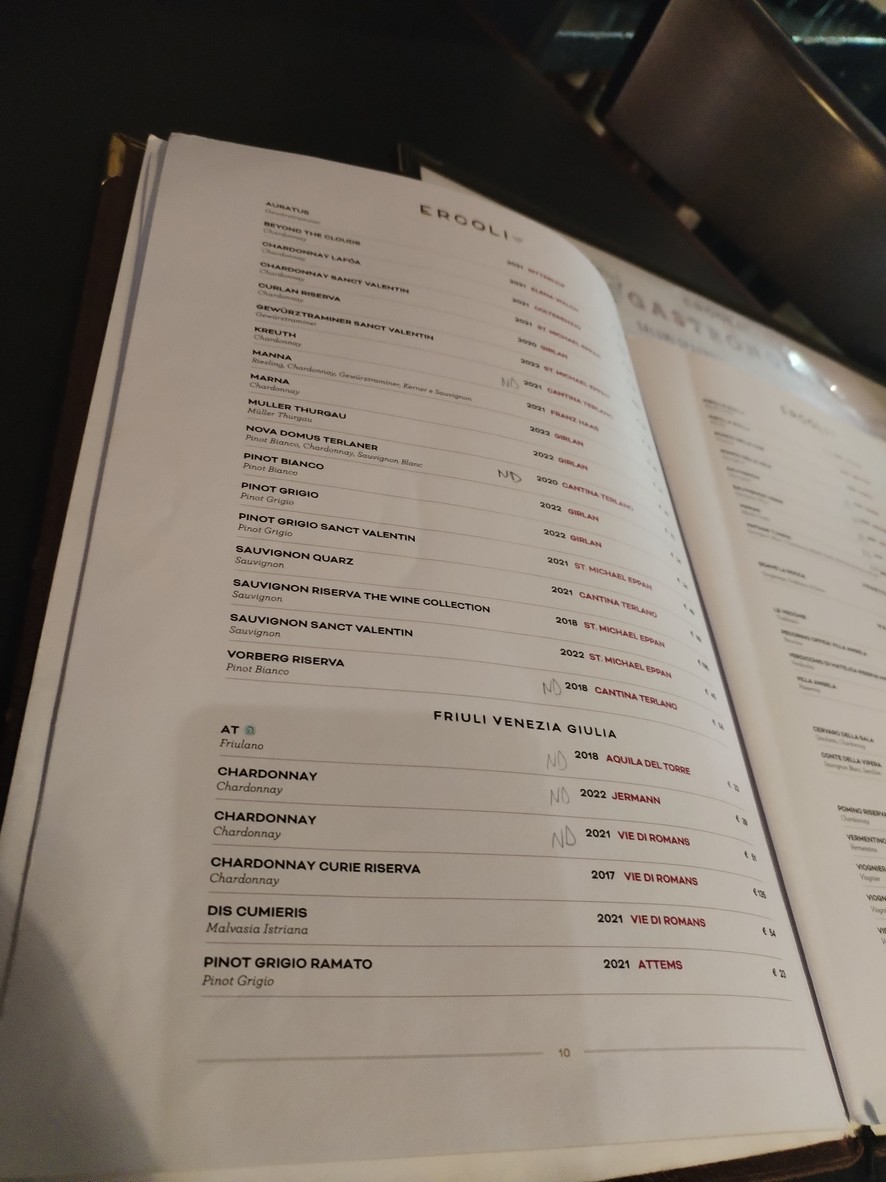 Ercoli 1928 menu 5