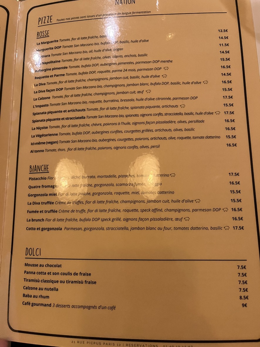 IMPASTO Nation menu 2