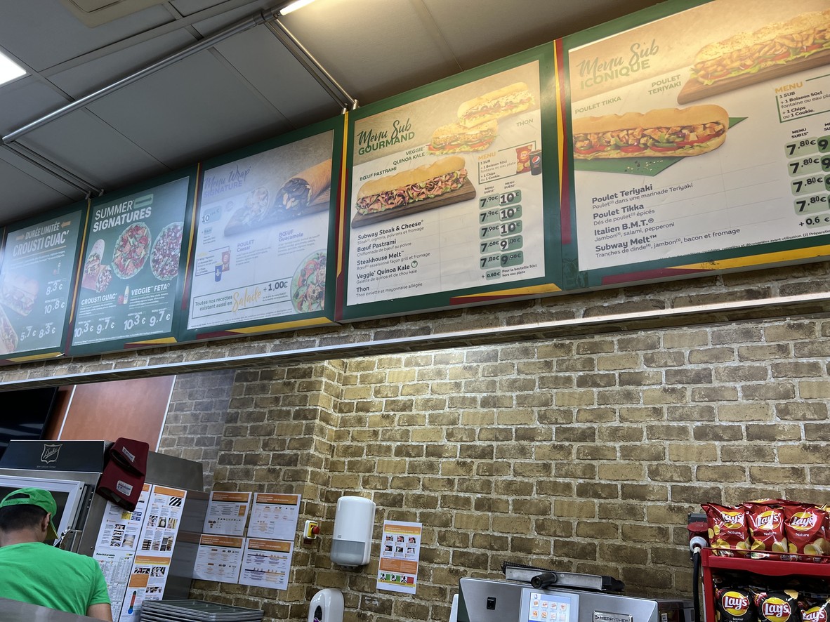 Subway menu 1