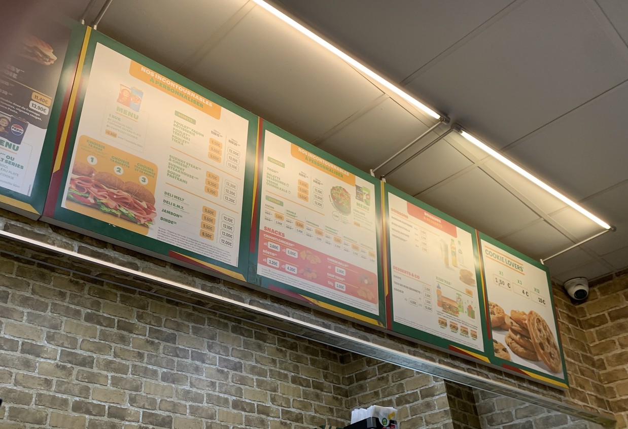 Subway menu 2