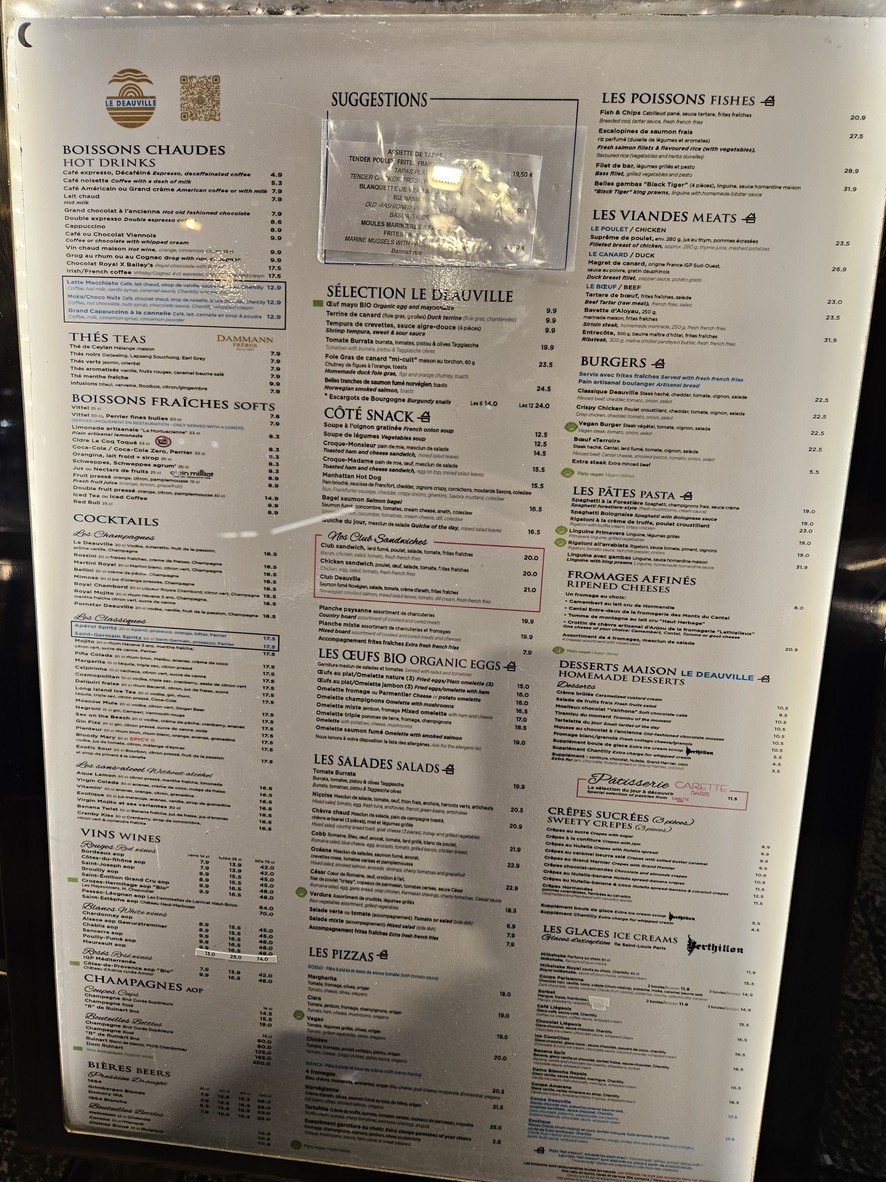 Le Deauville menu 1