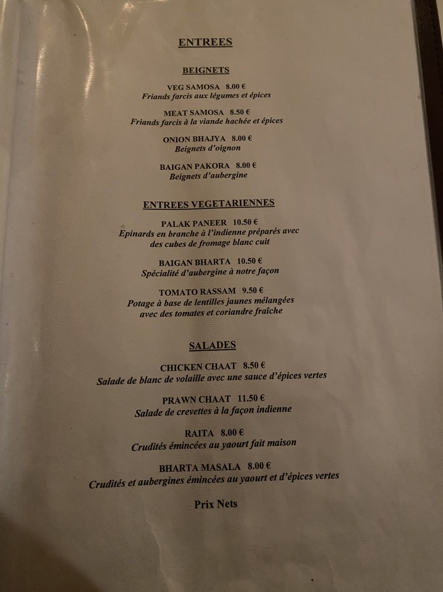 Nirvana Inde menu 1