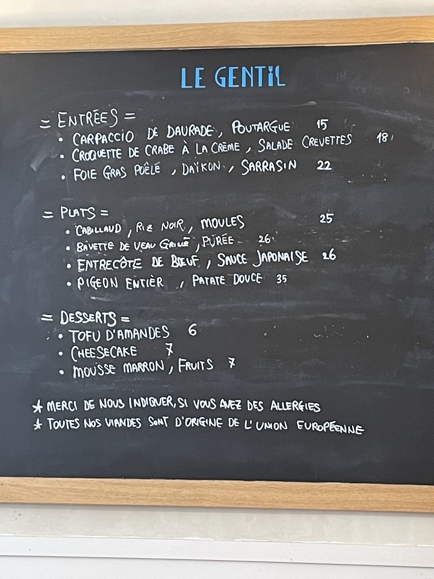 Le Gentil menu 2