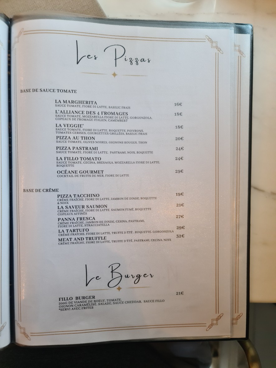 LE FILLO PARIS menu 2