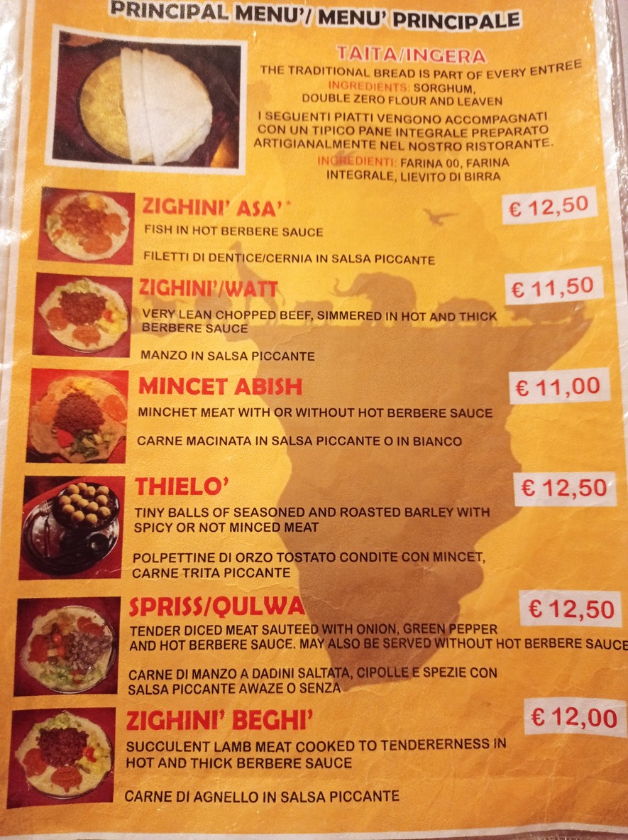 Africa Restaurant menu 2