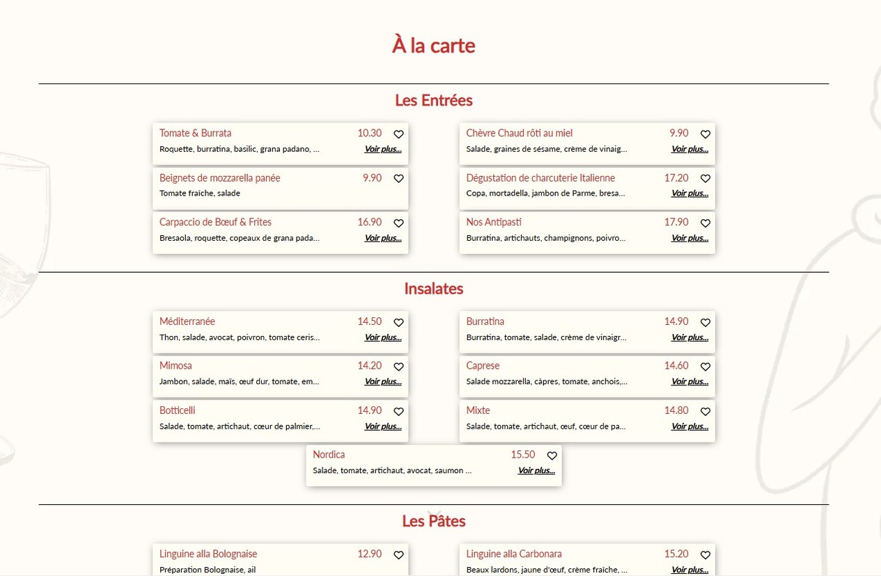Casa Botticelli. menu 1