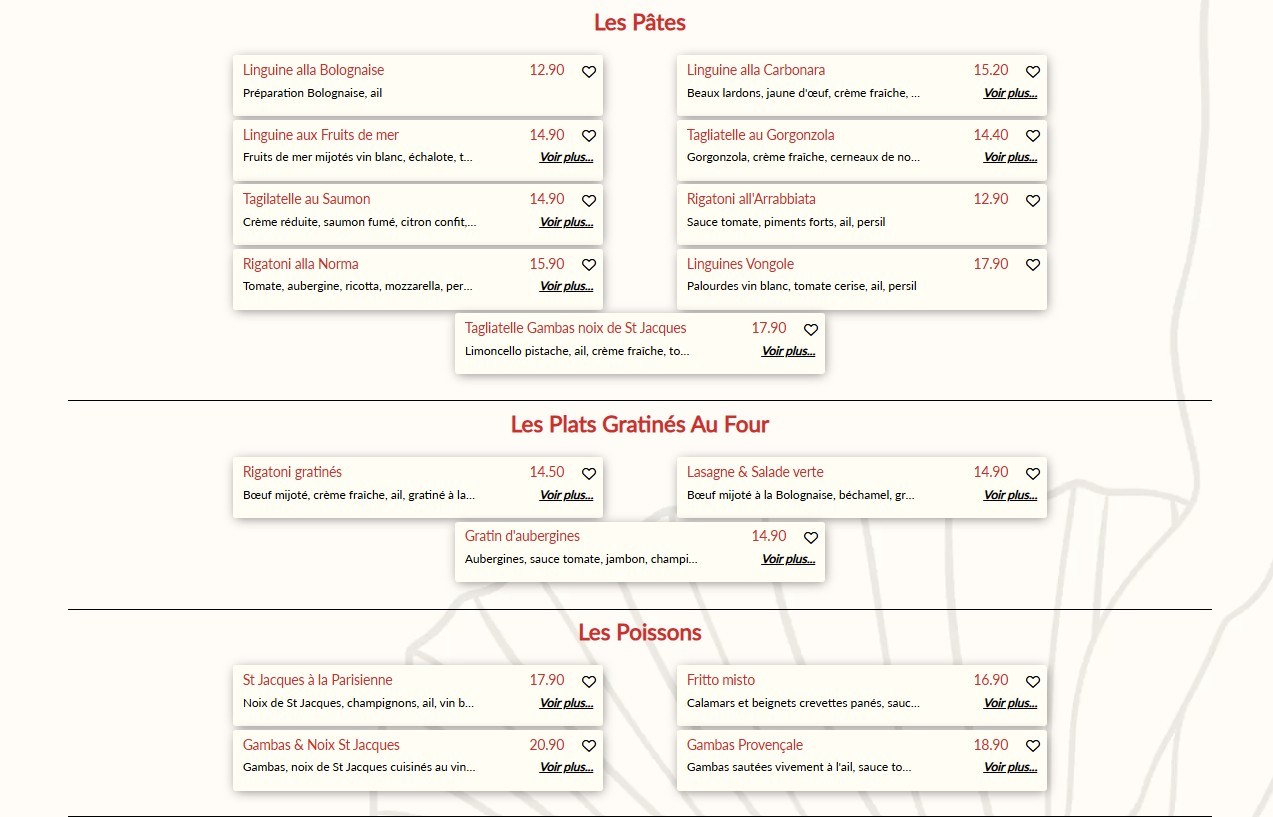 Casa Botticelli. menu 2