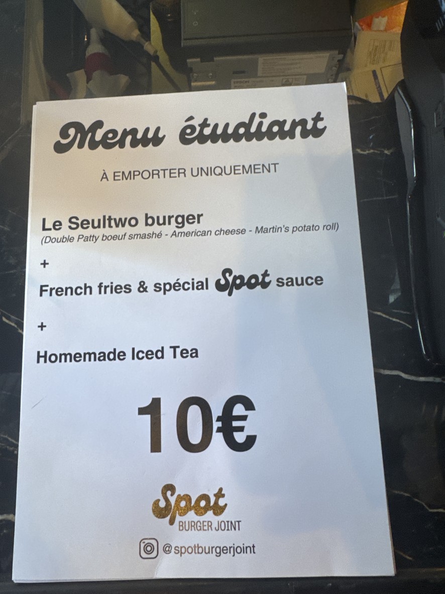 Spot Burger Joint - Boulogne menu 2
