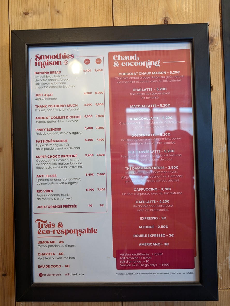 Açaï & You - Denfert (Bowls & Coffee) menu 1