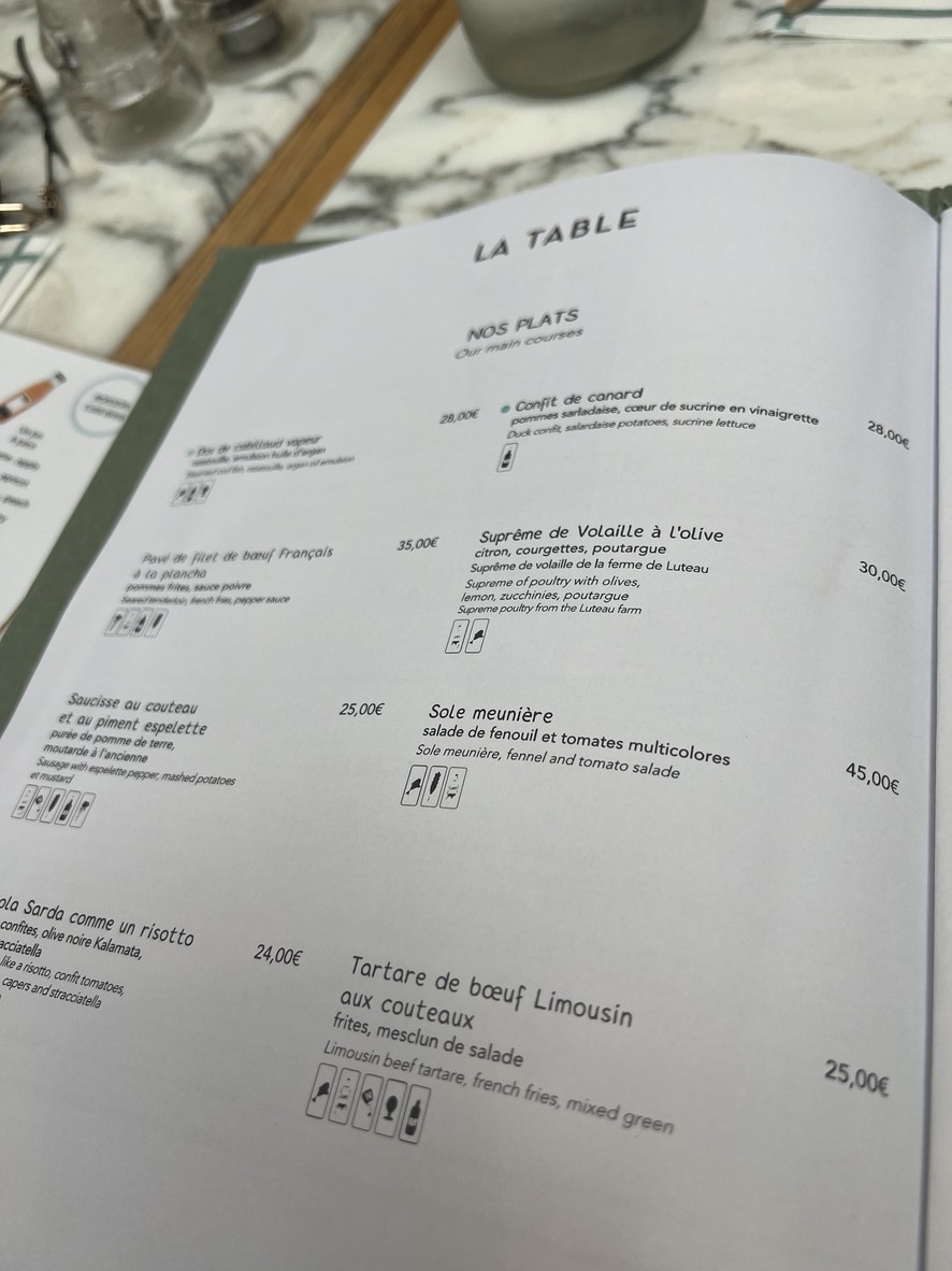 La Table menu 2