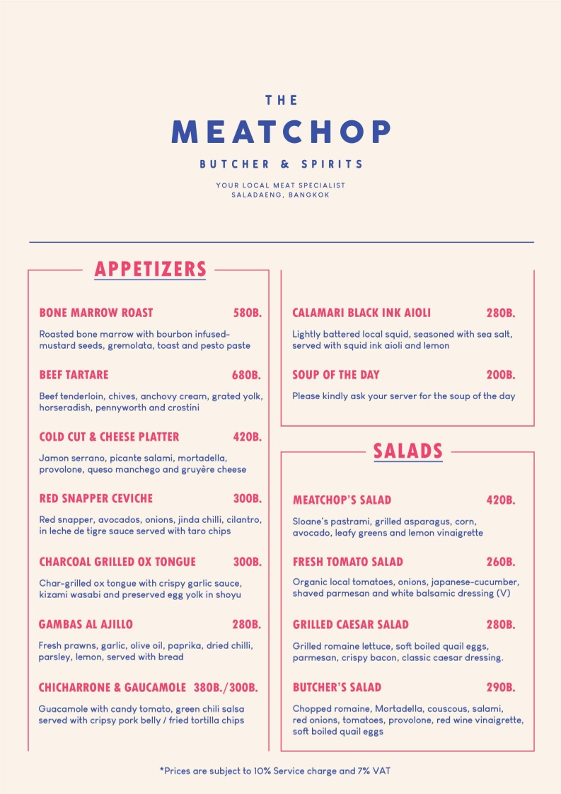 The Meatchop Butcher & Spirits menu 1